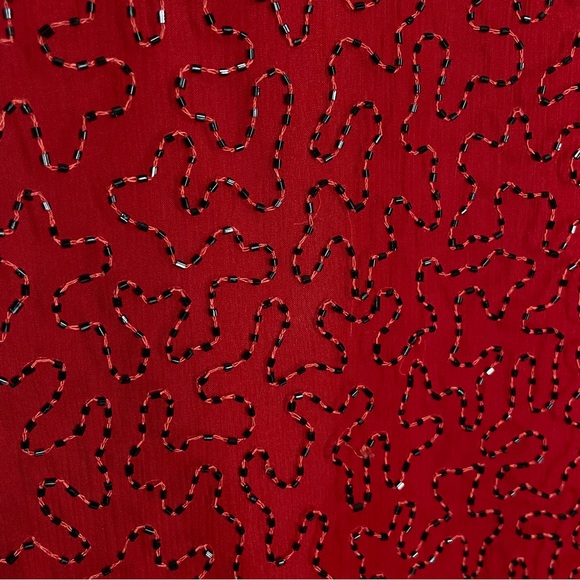 Vintage Deadstock Laurence Kazar Red Silk Beaded Embellished Draped Jacket Sz 3x - Picture 11 of 12